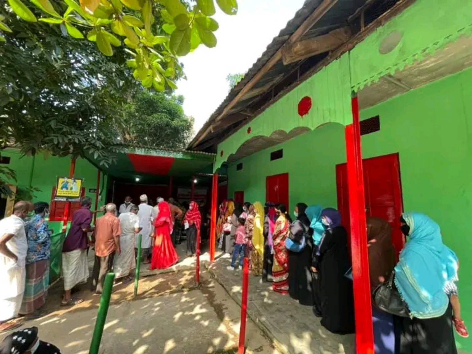 Community members gathered at a local centre