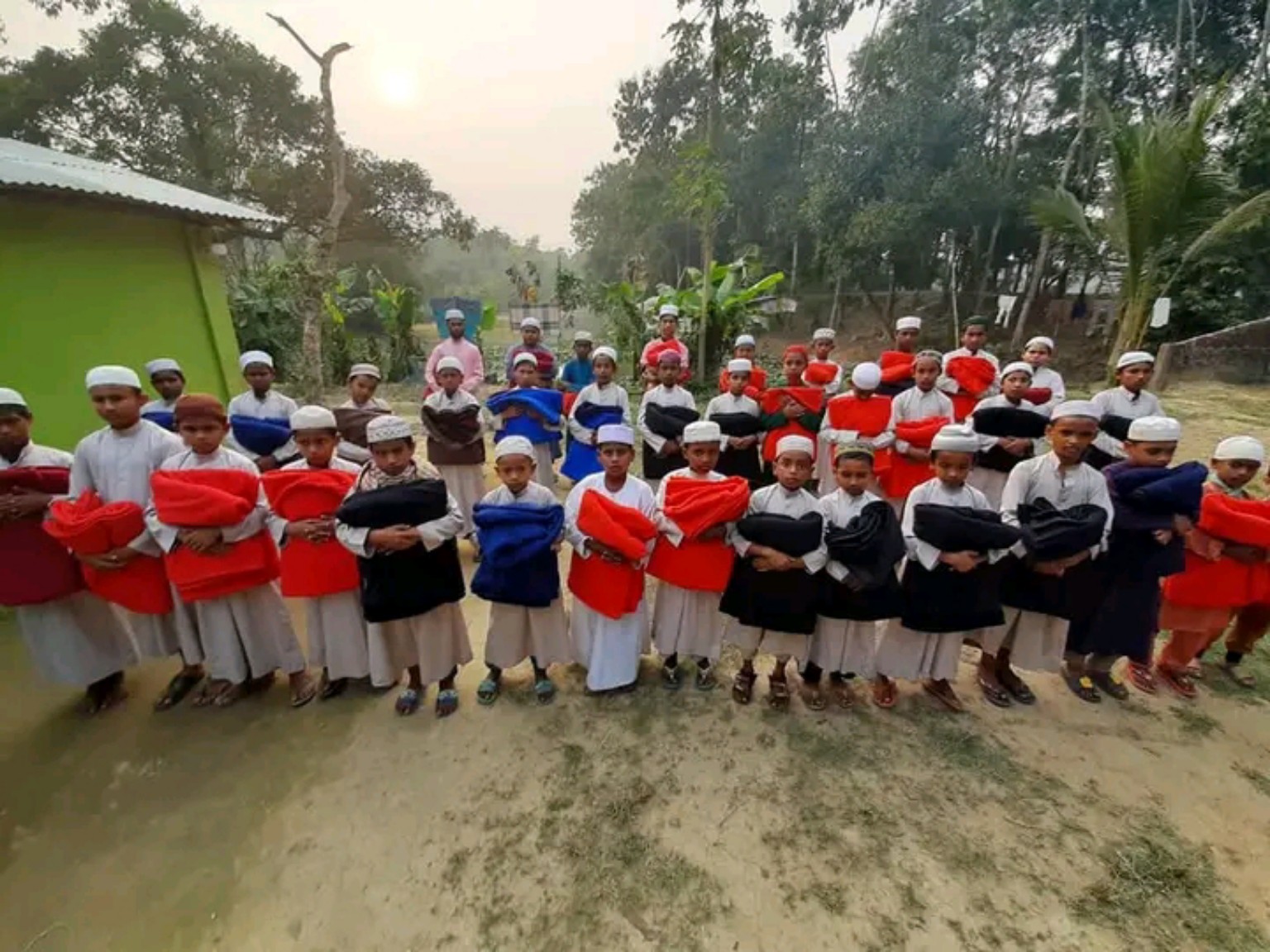 Children gathered for educational support