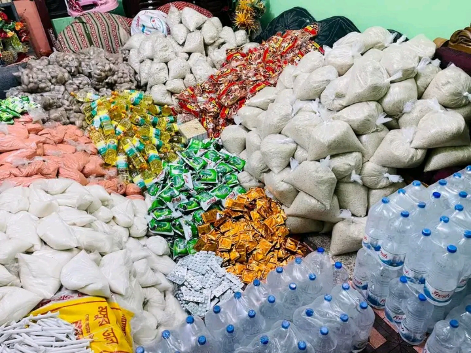 Essential relief supplies arranged for distribution